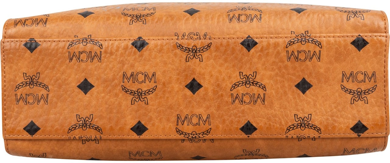 MCM Monogram Visetos Aren Paperbag Tote Handbag Bruin