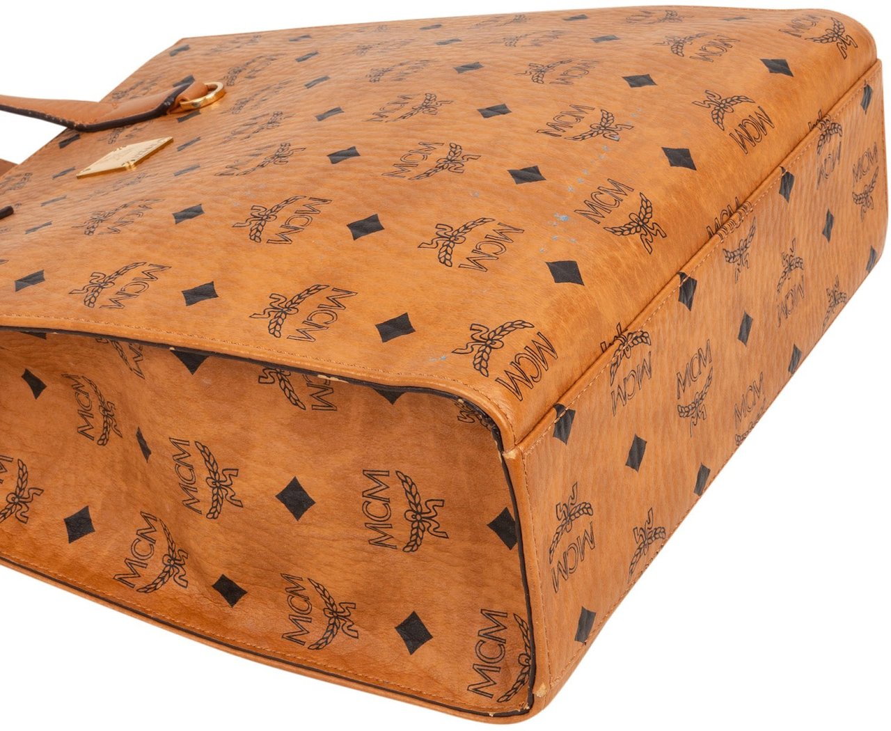 MCM Monogram Visetos Aren Paperbag Tote Handbag Bruin