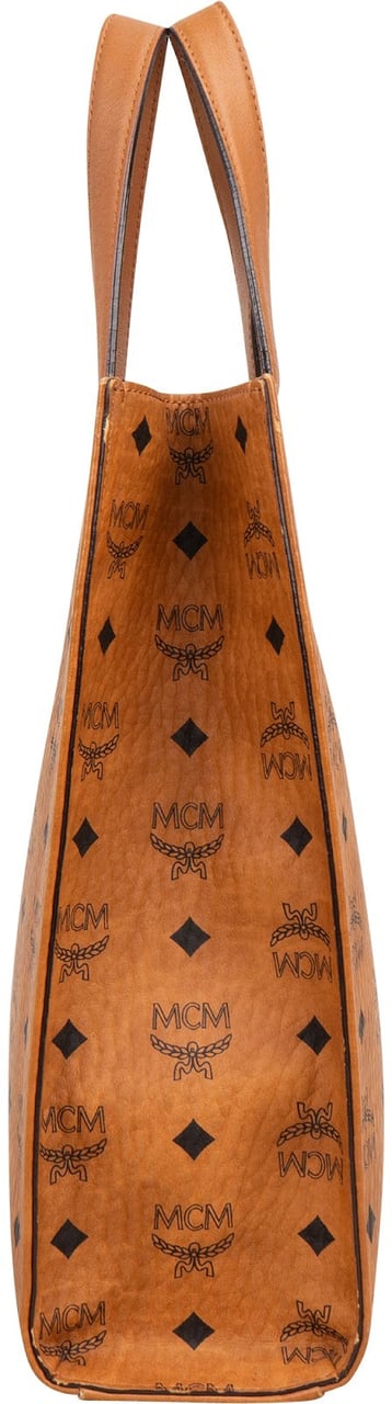 MCM Monogram Visetos Aren Paperbag Tote Handbag Bruin