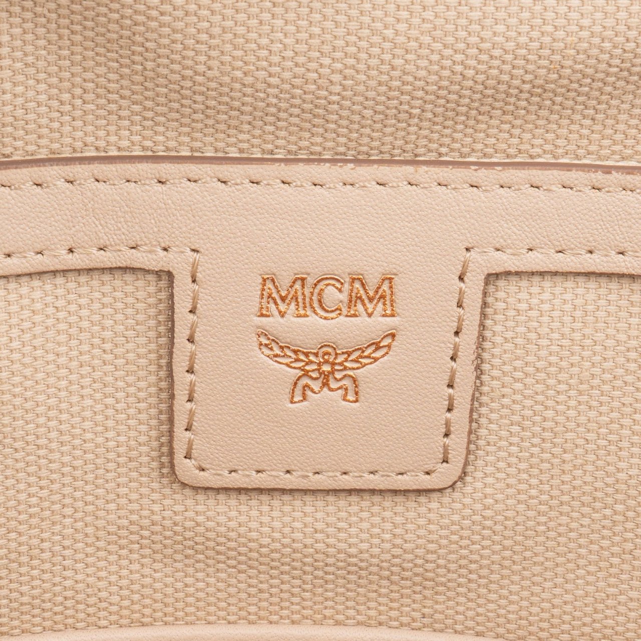 MCM Monogram Visetos Zoo Rabbit Small Stark Backpack Beige