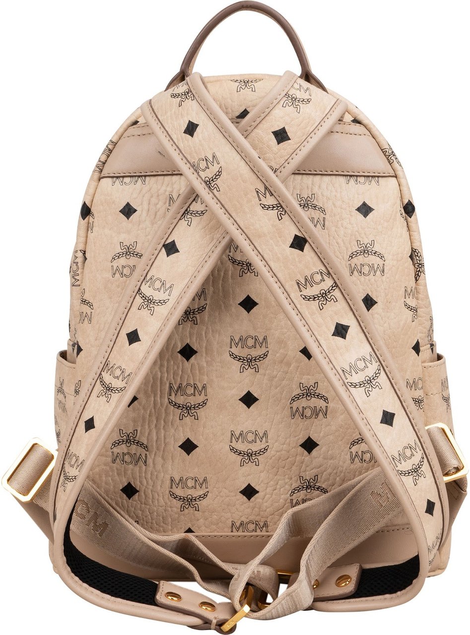 MCM Monogram Visetos Zoo Rabbit Small Stark Backpack Beige