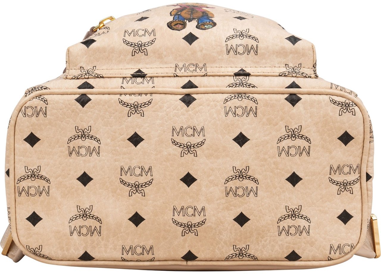 MCM Monogram Visetos Zoo Rabbit Small Stark Backpack Beige