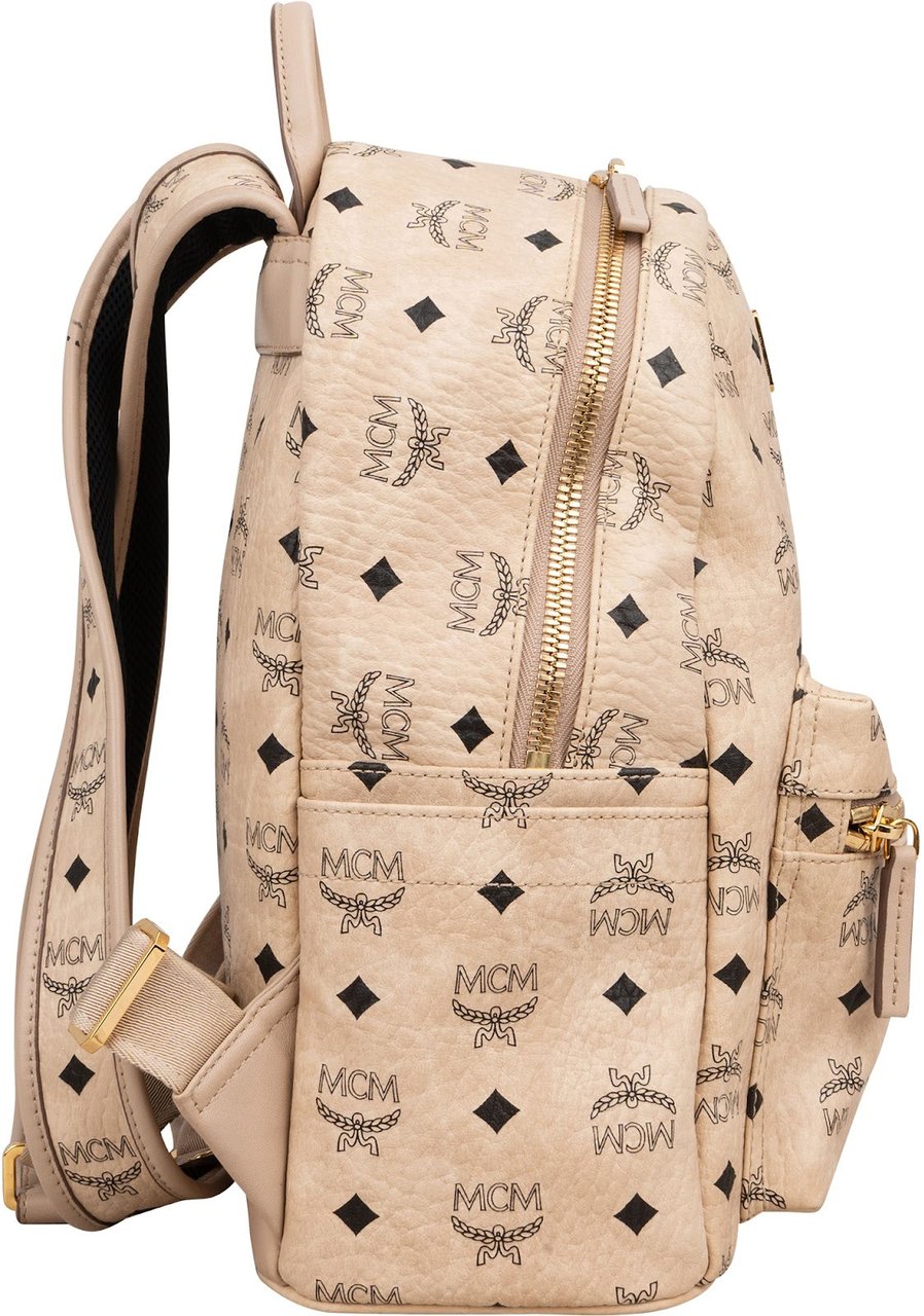 MCM Monogram Visetos Zoo Rabbit Small Stark Backpack Beige