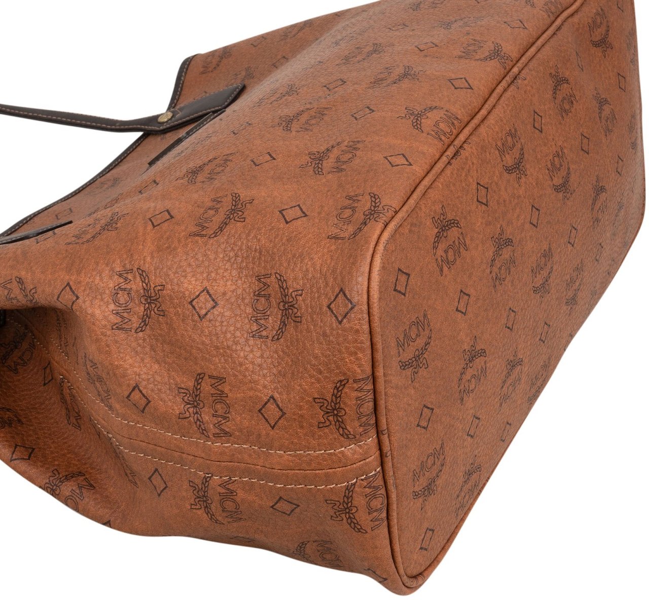 MCM Monogram Visetos Leather Liz Reversible Shopper Shoulder Bag Bruin