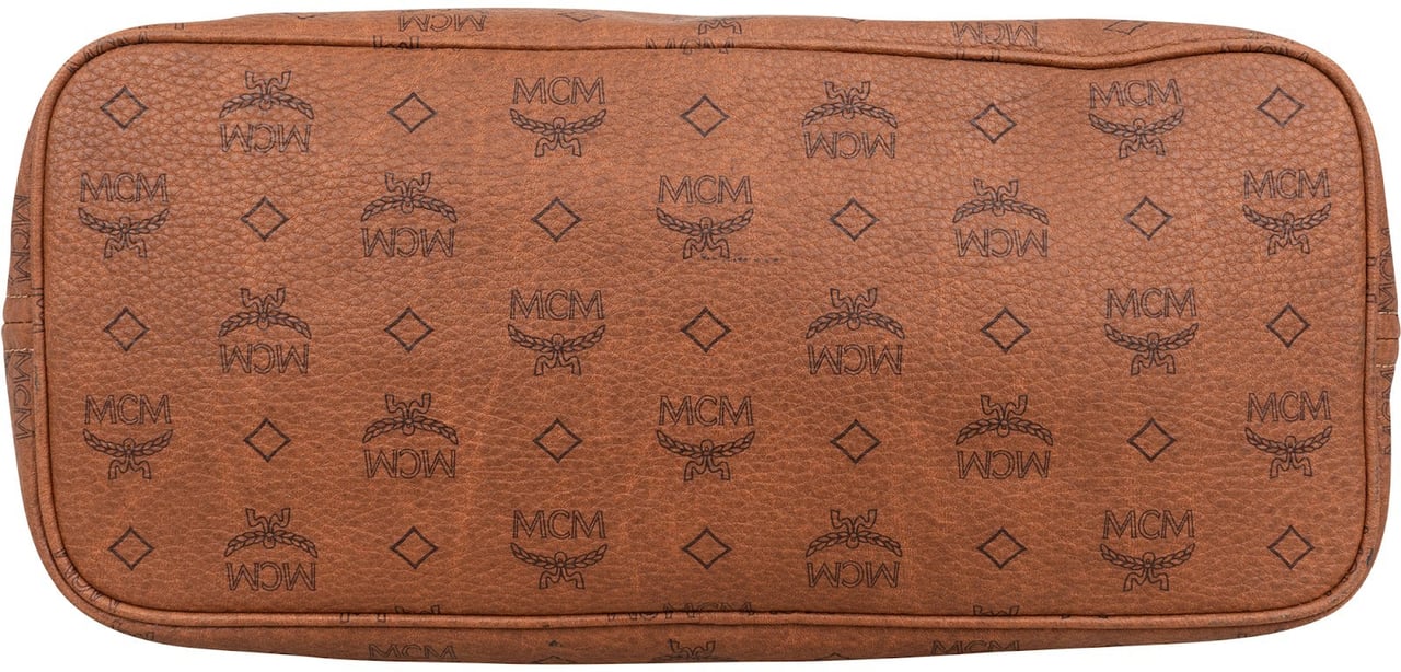 MCM Monogram Visetos Leather Liz Reversible Shopper Shoulder Bag Bruin