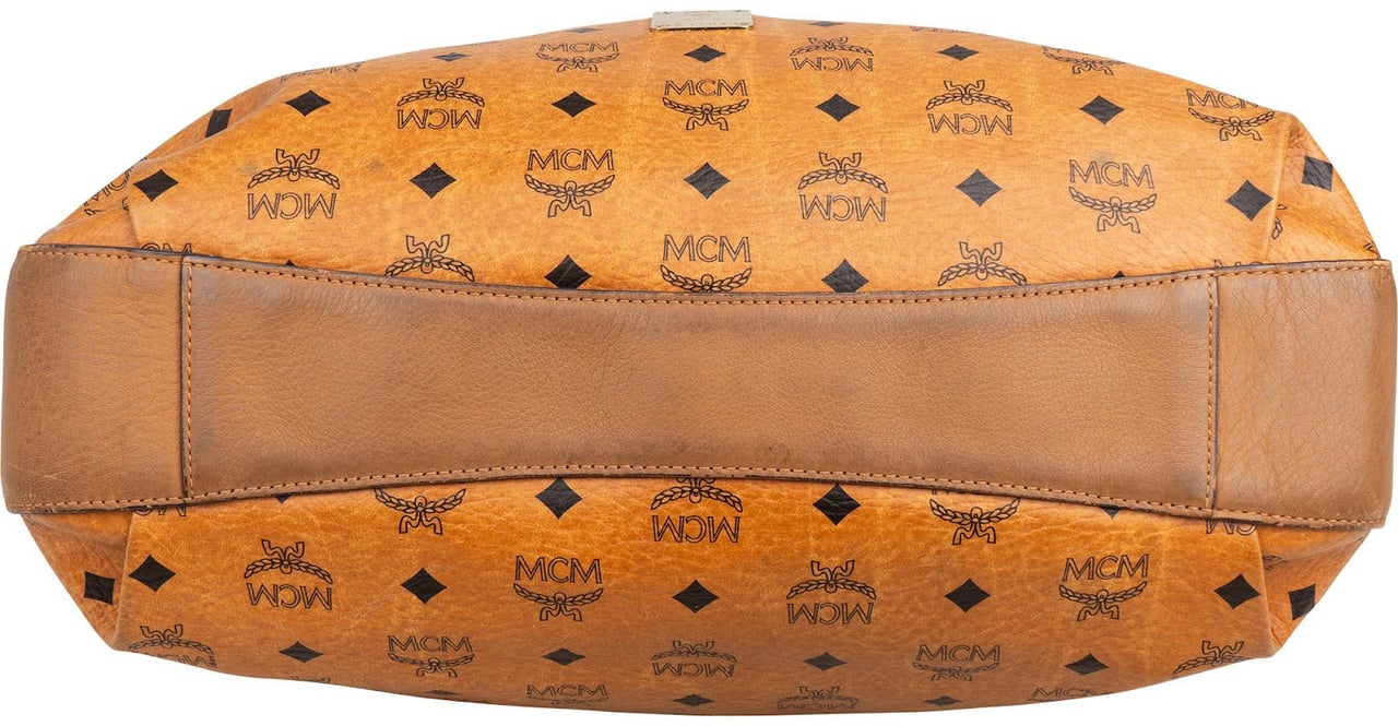 MCM Monogram Visetos Essential Drawstring Tote Handbag Bruin