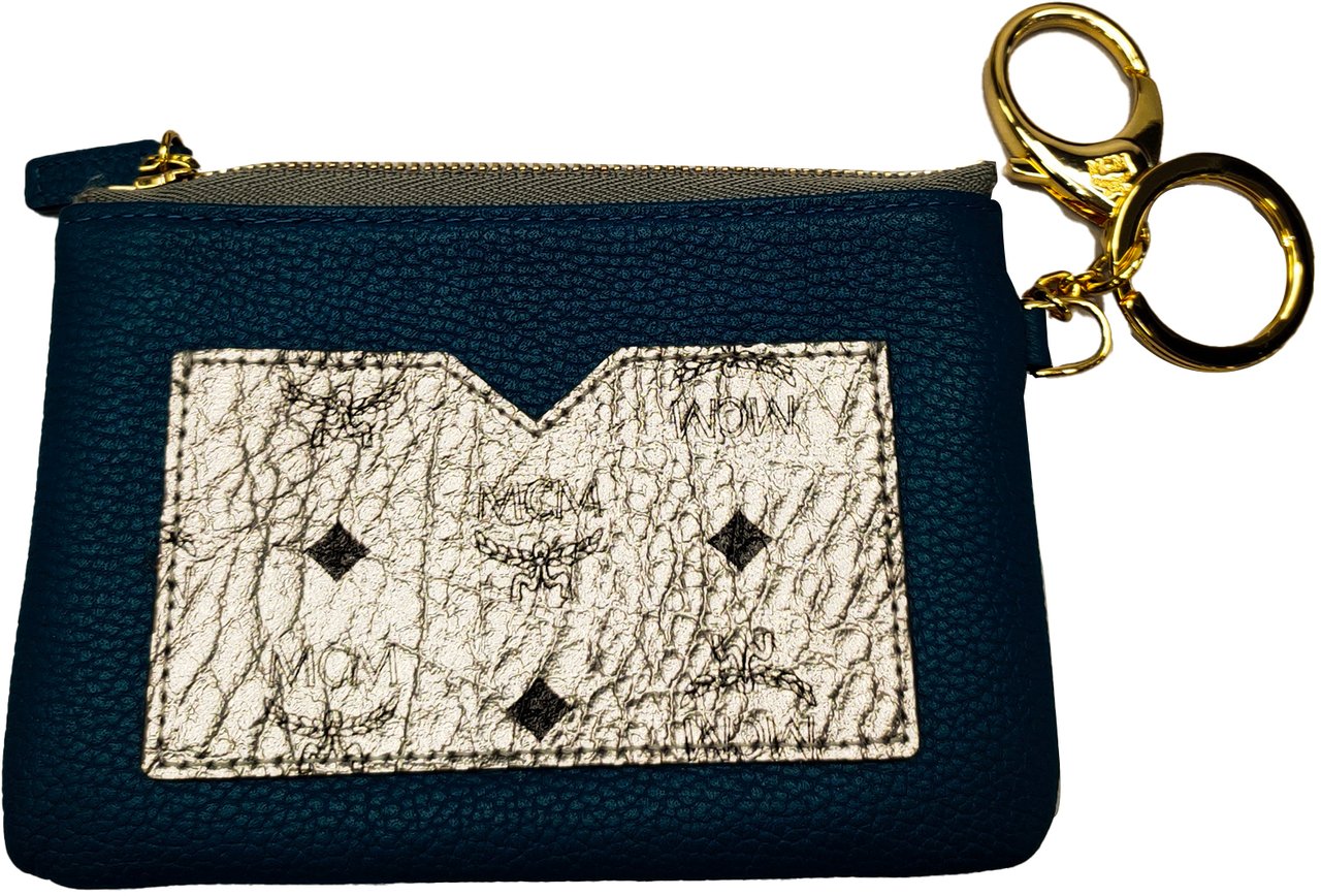 MCM Leather Visetos Coin Pouch Blauw