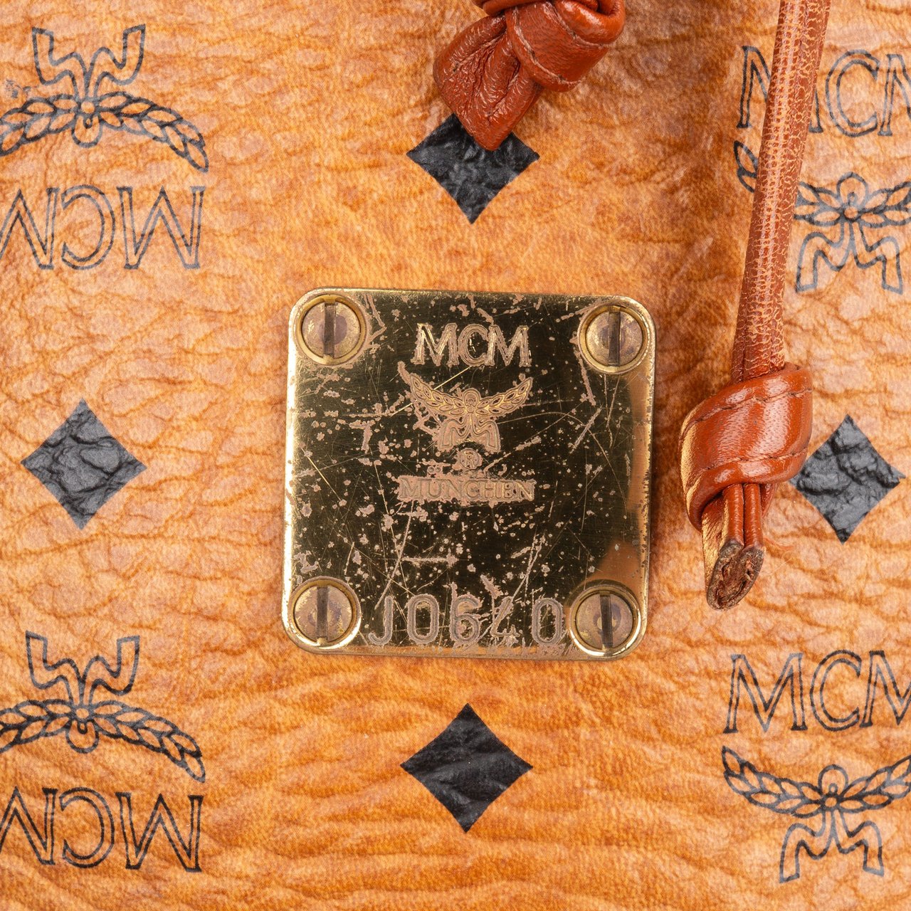 MCM MCM Visetos Monogram Bucket Crossbody Bag Bruin