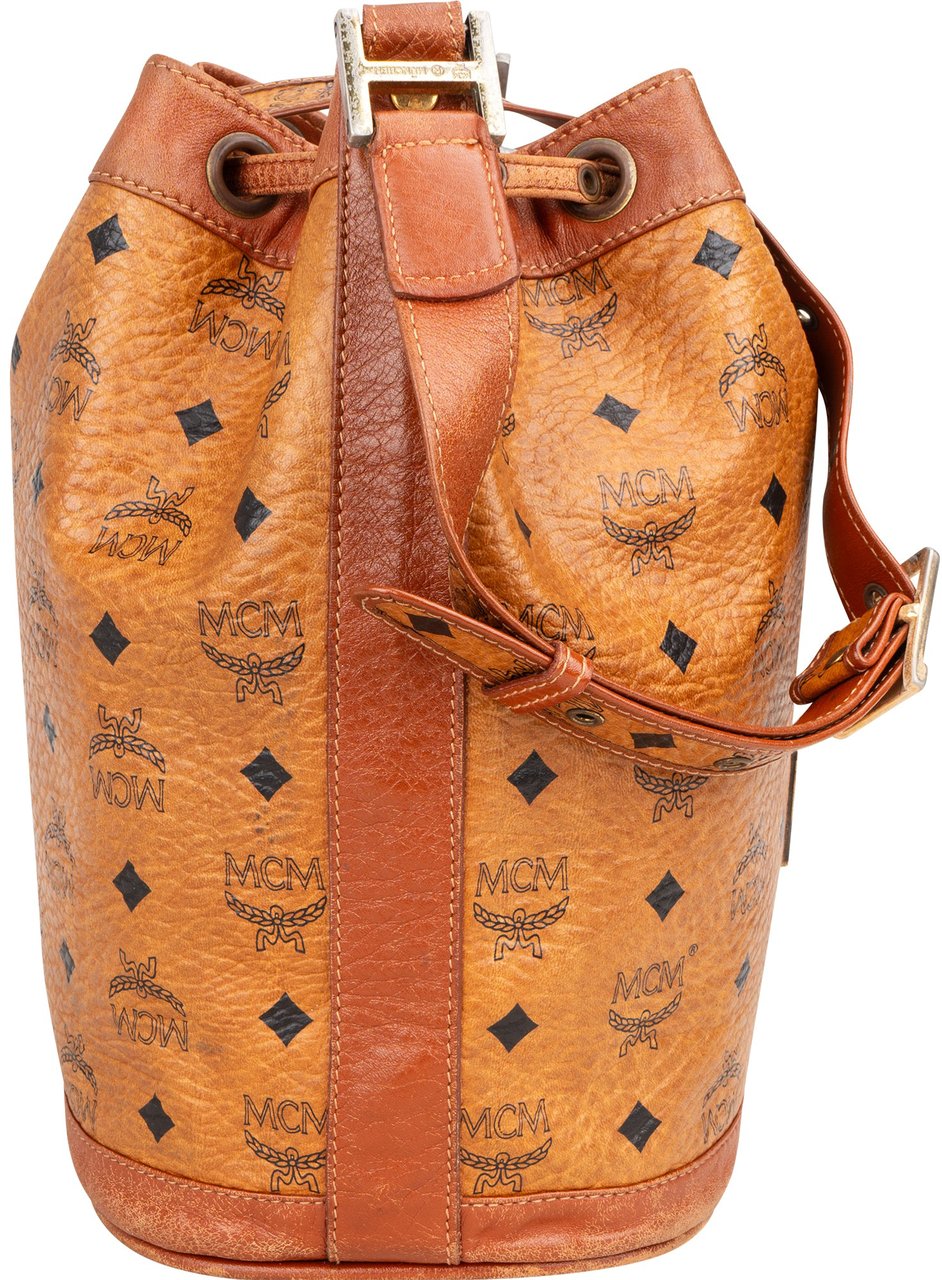 MCM MCM Visetos Monogram Bucket Crossbody Bag Bruin