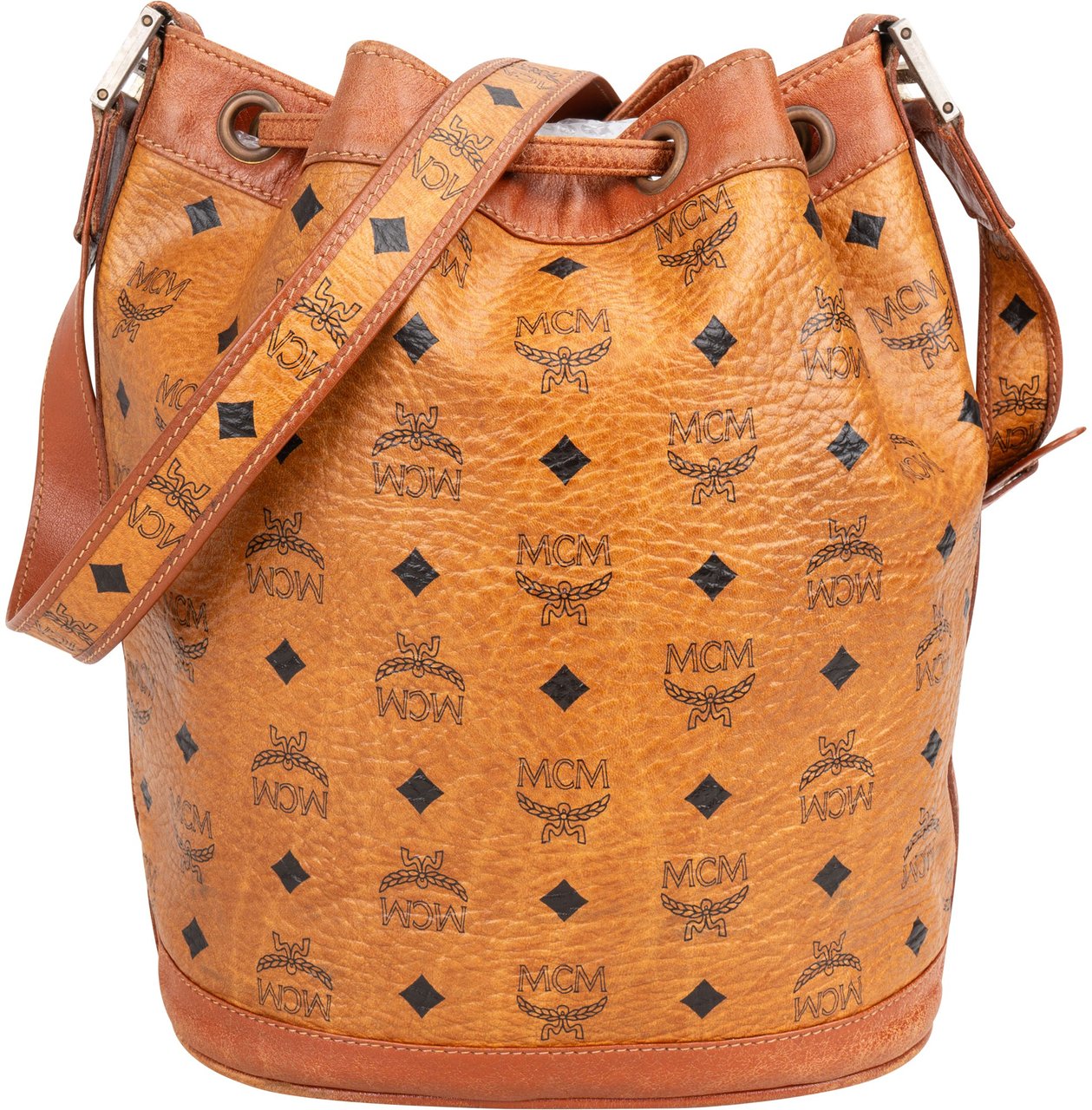 MCM MCM Visetos Monogram Bucket Crossbody Bag Bruin