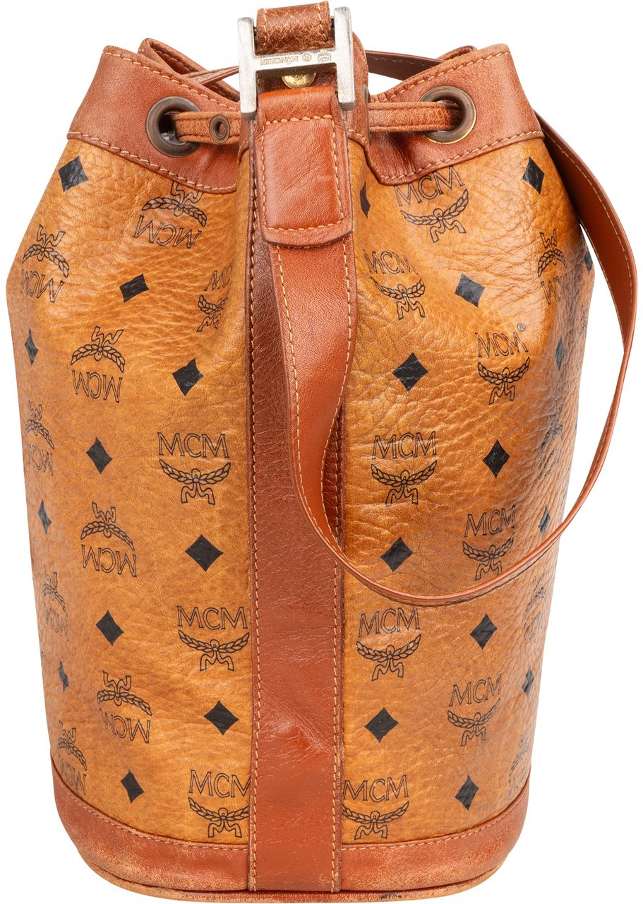 MCM MCM Visetos Monogram Bucket Crossbody Bag Bruin