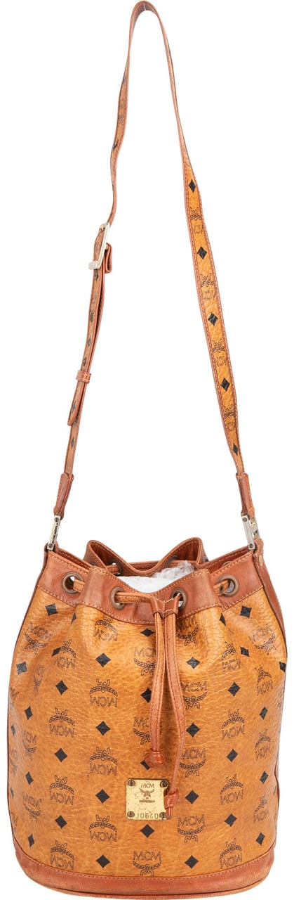 MCM MCM Visetos Monogram Bucket Crossbody Bag Bruin