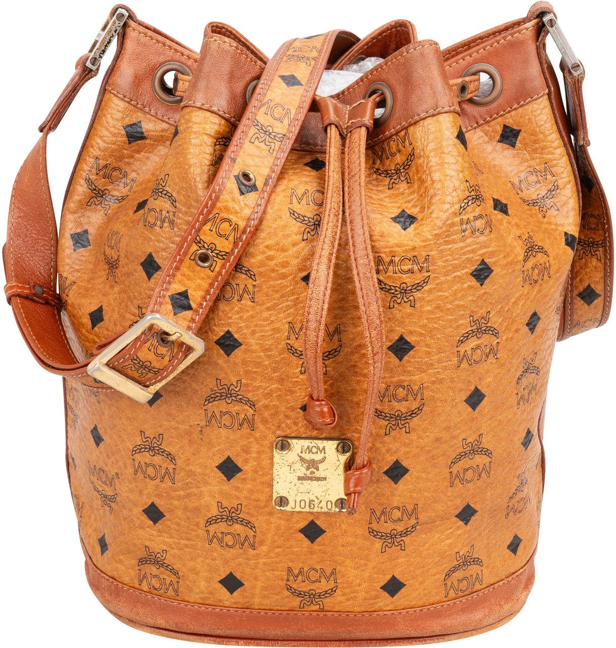 MCM MCM Visetos Monogram Bucket Crossbody Bag Bruin