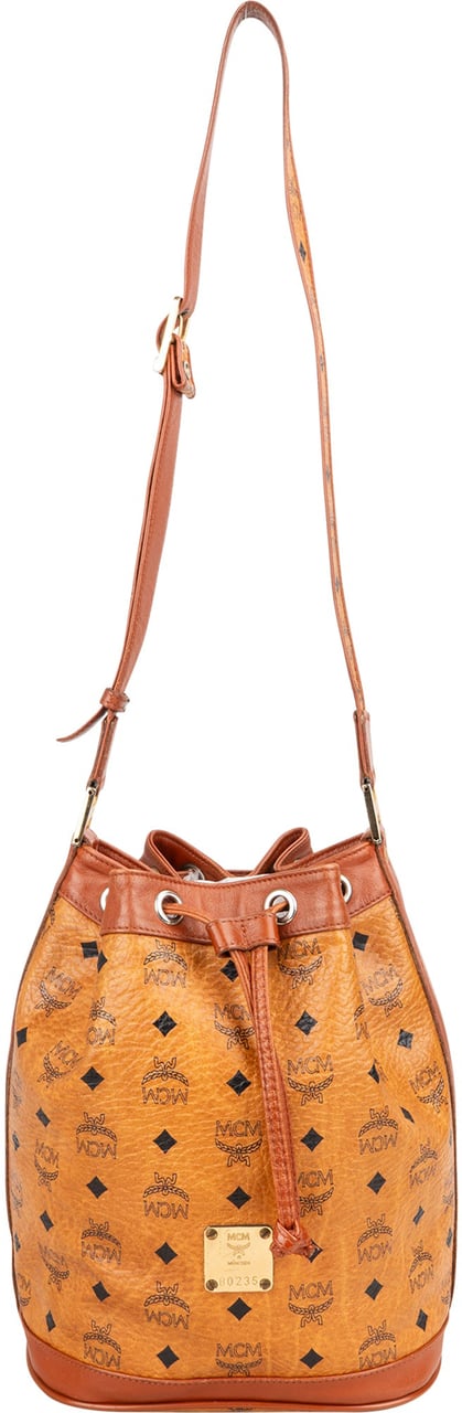 MCM MCM Visetos Monogram Bucket Crossbody Bag Bruin
