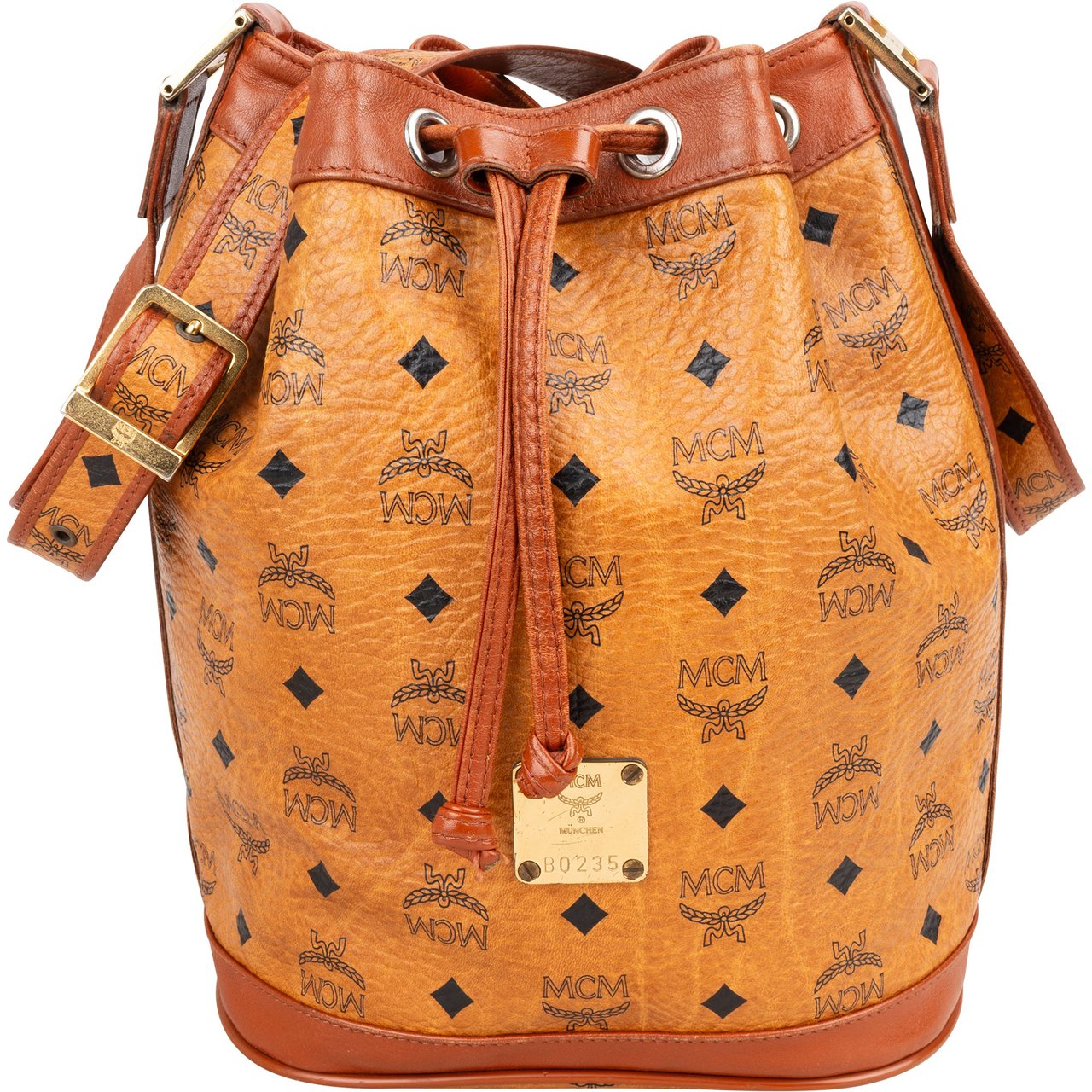 MCM MCM Visetos Monogram Bucket Crossbody Bag Bruin