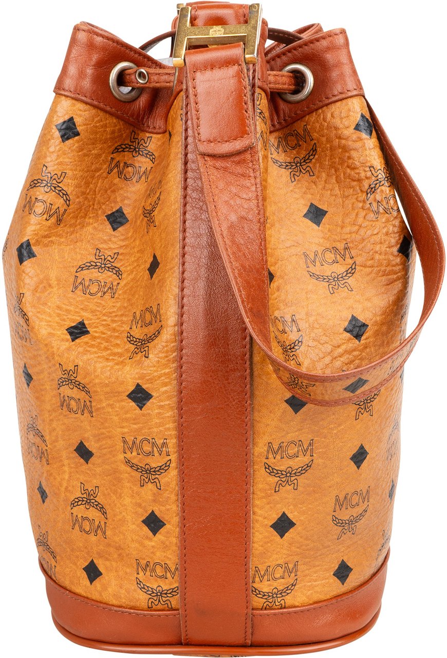 MCM MCM Visetos Monogram Bucket Crossbody Bag Bruin