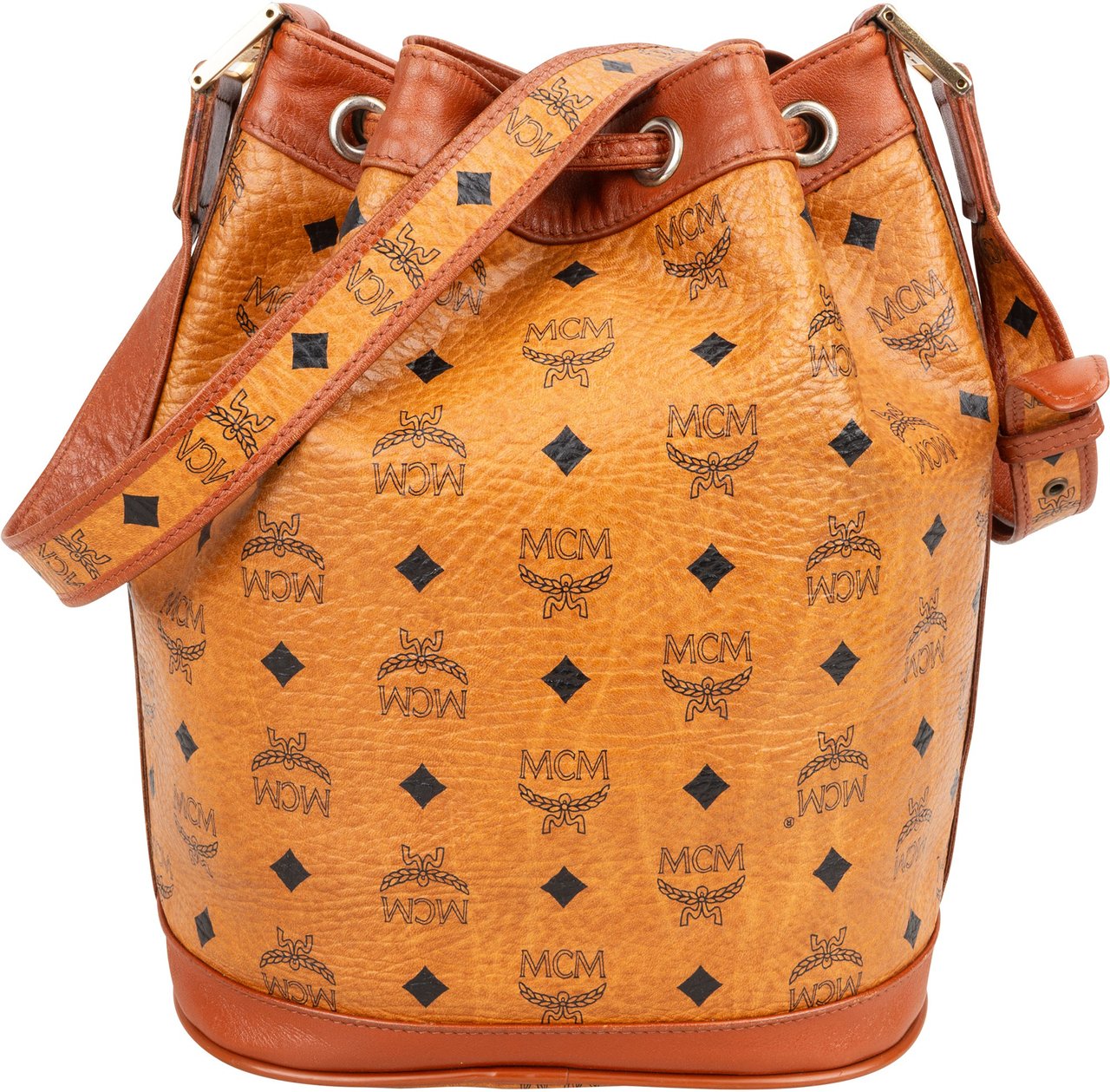 MCM MCM Visetos Monogram Bucket Crossbody Bag Bruin