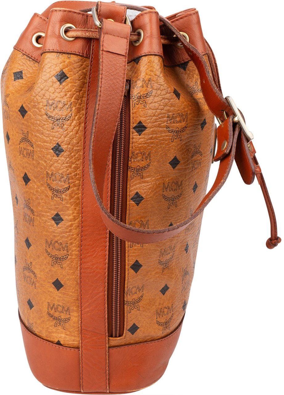 MCM MCM Visetos Monogram Bucket Crossbody Bag Bruin