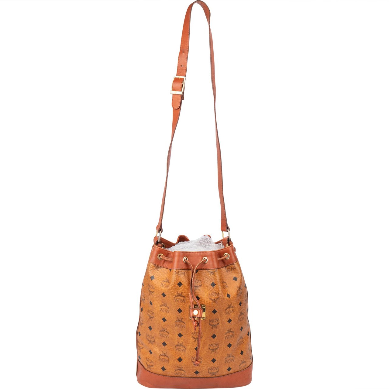 MCM MCM Visetos Monogram Bucket Crossbody Bag Bruin