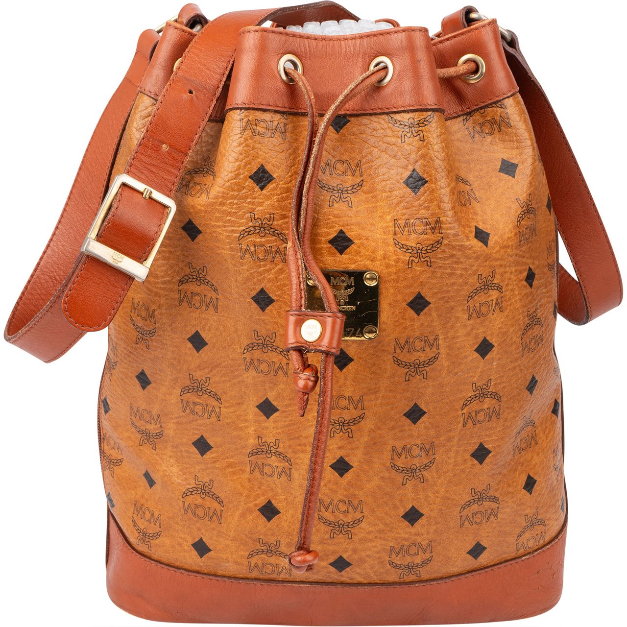 MCM MCM Visetos Monogram Bucket Crossbody Bag Bruin