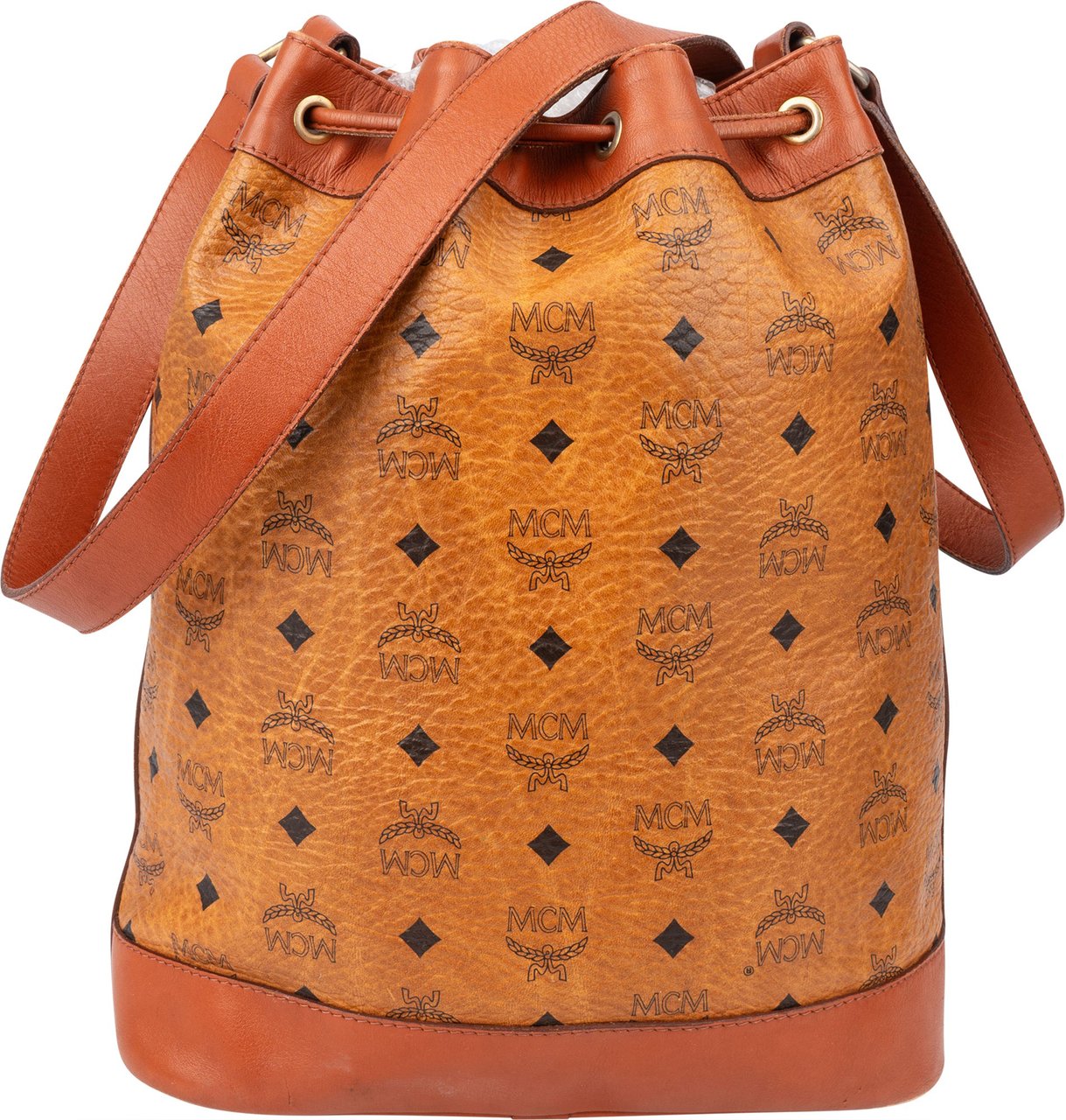 MCM MCM Visetos Monogram Bucket Crossbody Bag Bruin