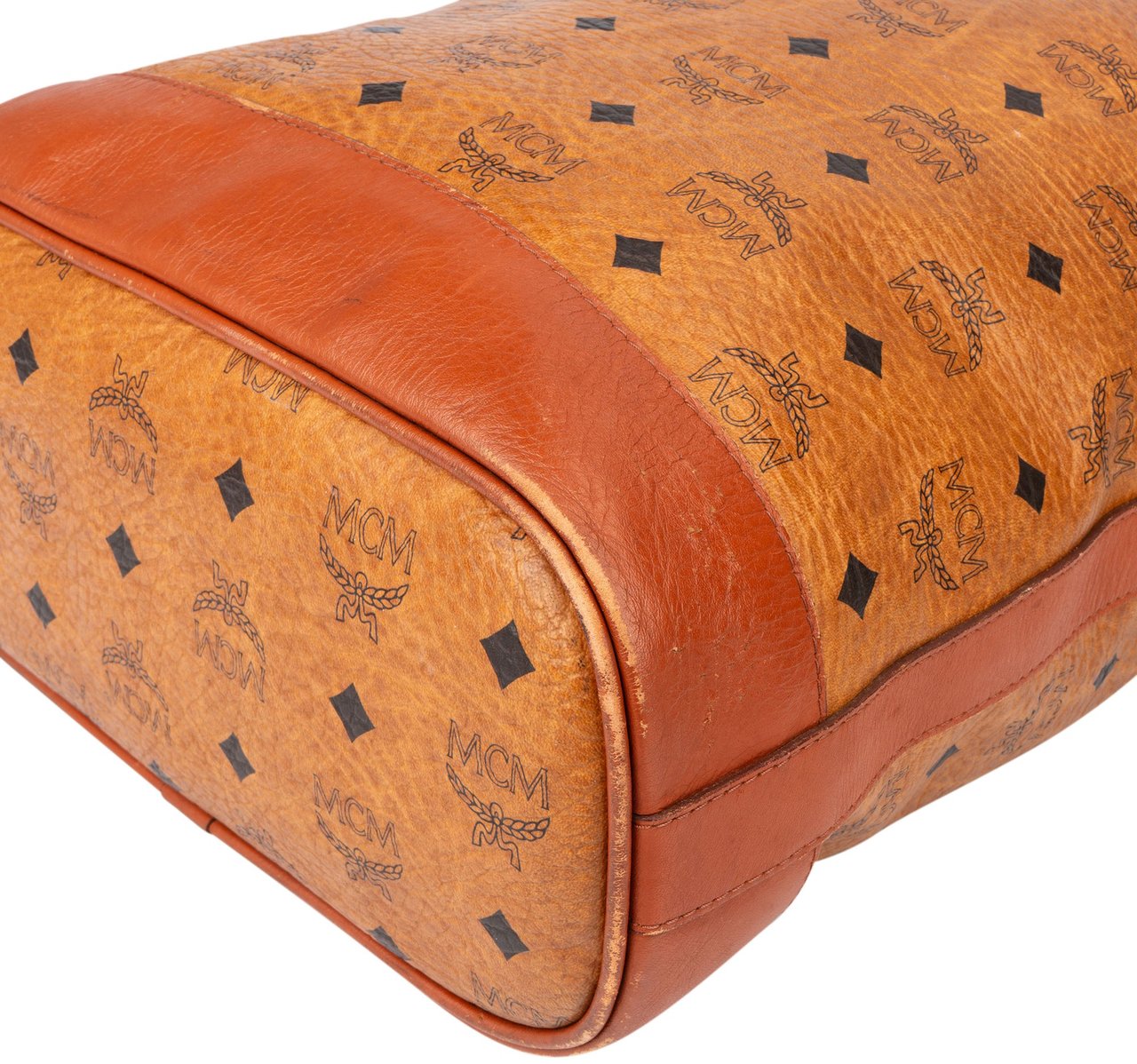 MCM MCM Visetos Monogram Bucket Crossbody Bag Bruin