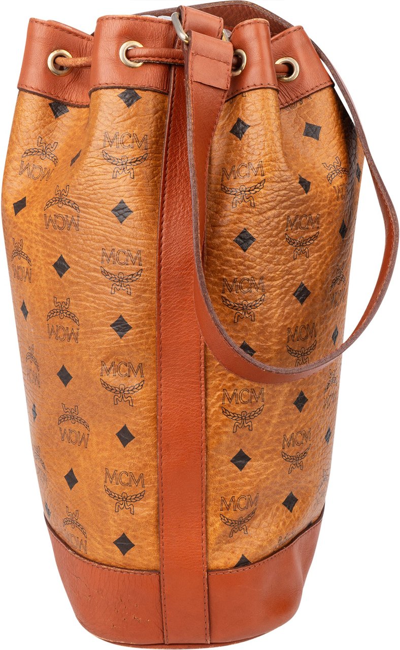 MCM MCM Visetos Monogram Bucket Crossbody Bag Bruin