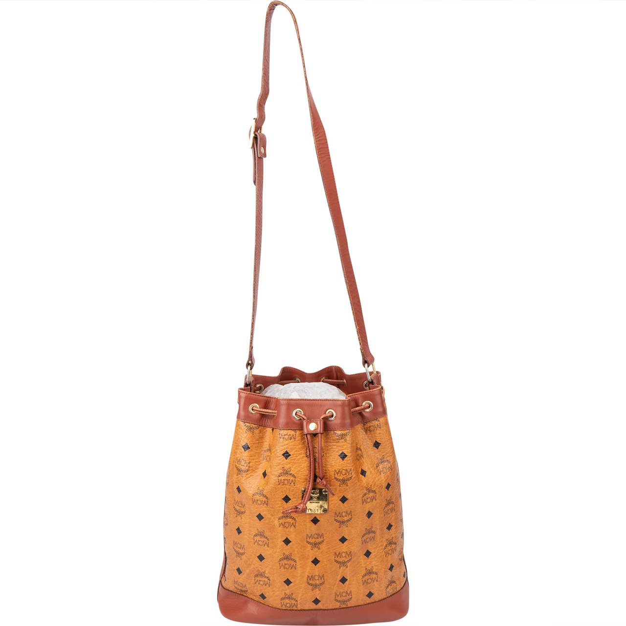 MCM MCM Visetos Monogram Bucket Crossbody Bag Bruin