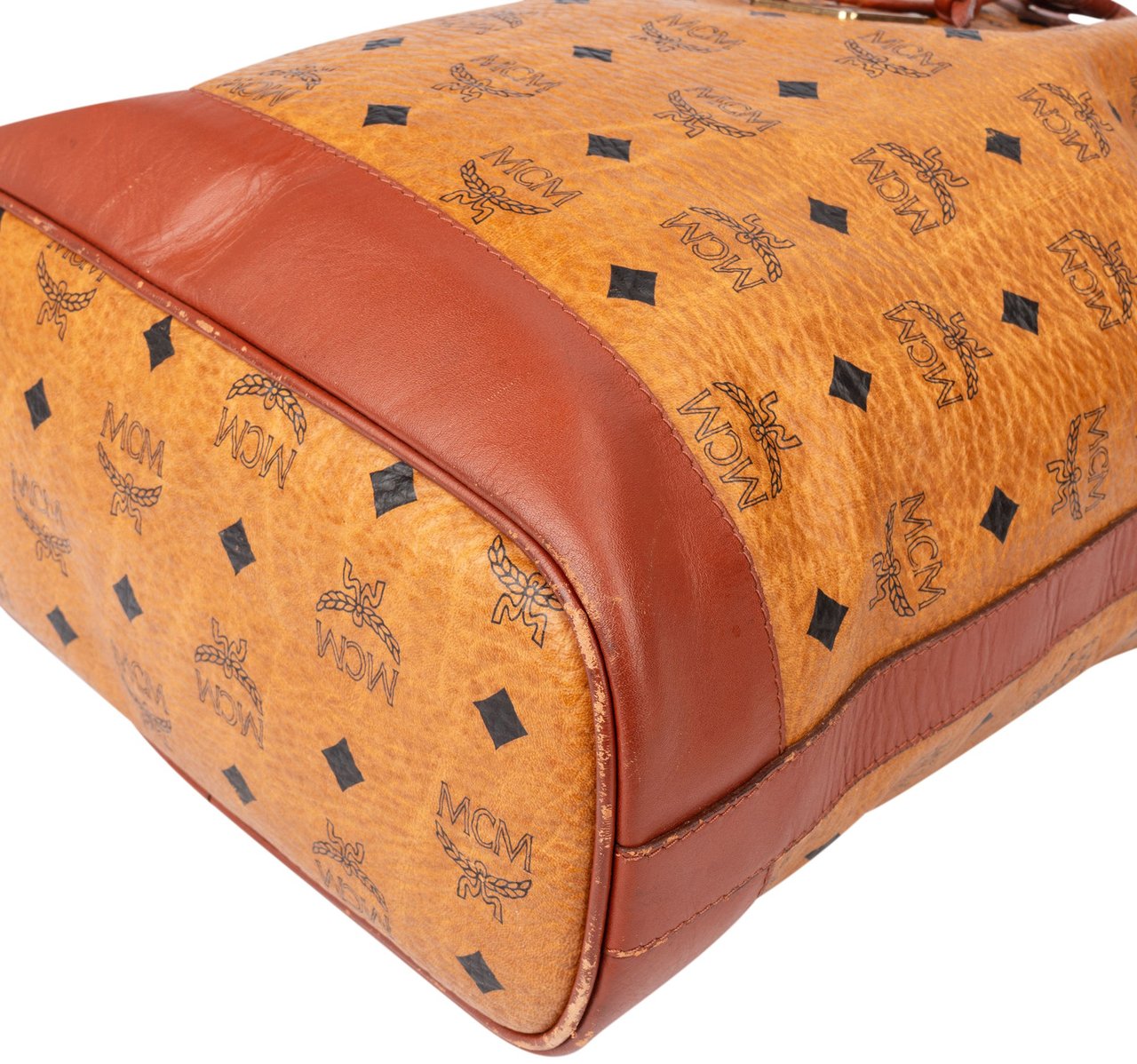 MCM MCM Visetos Monogram Bucket Crossbody Bag Bruin