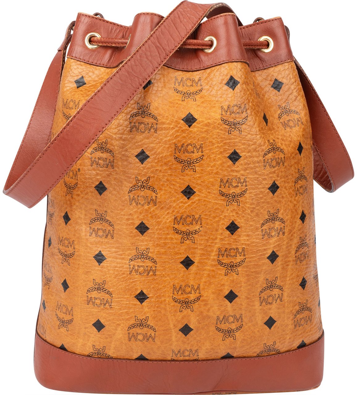 MCM MCM Visetos Monogram Bucket Crossbody Bag Bruin