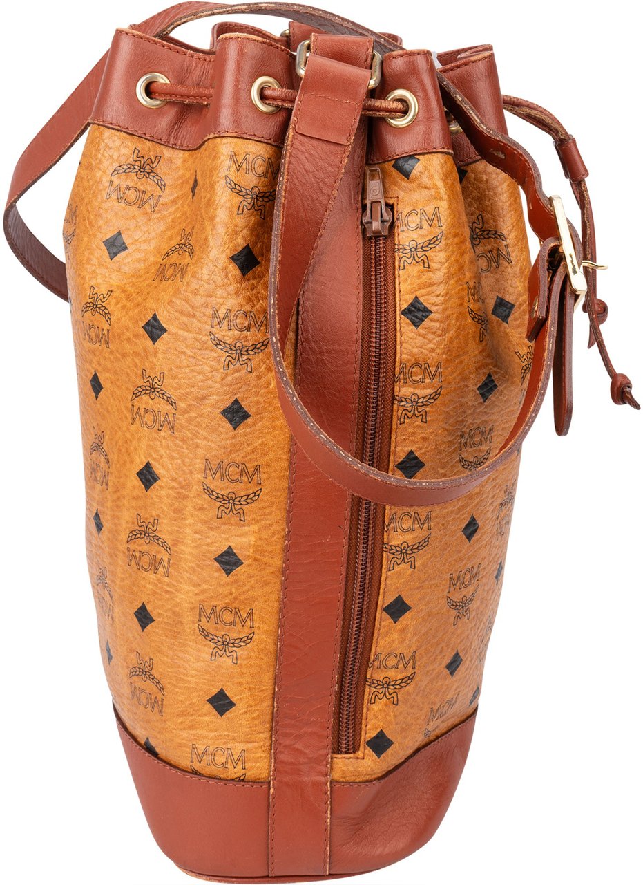 MCM MCM Visetos Monogram Bucket Crossbody Bag Bruin