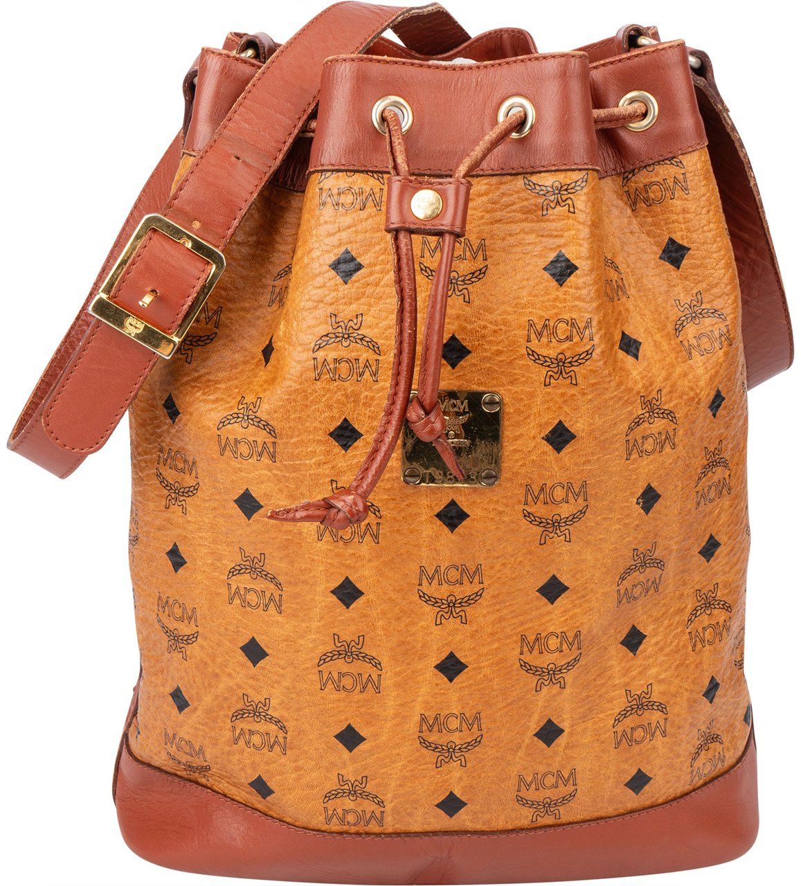 MCM MCM Visetos Monogram Bucket Crossbody Bag Bruin
