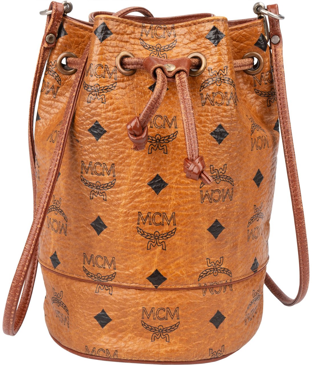 MCM MCM Visetos Monogram Bucket Crossbody Bag Bruin