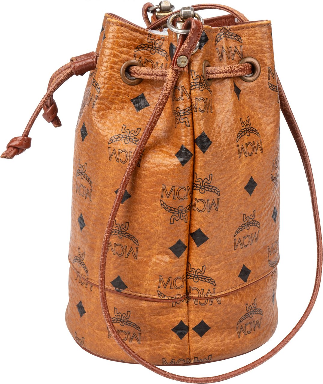 MCM MCM Visetos Monogram Bucket Crossbody Bag Bruin