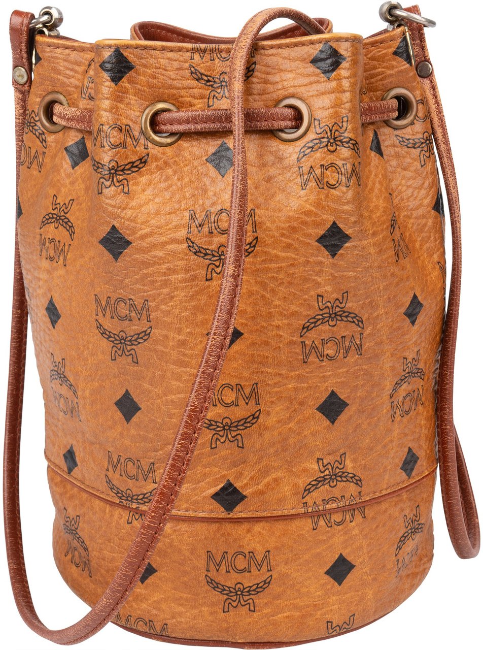 MCM MCM Visetos Monogram Bucket Crossbody Bag Bruin