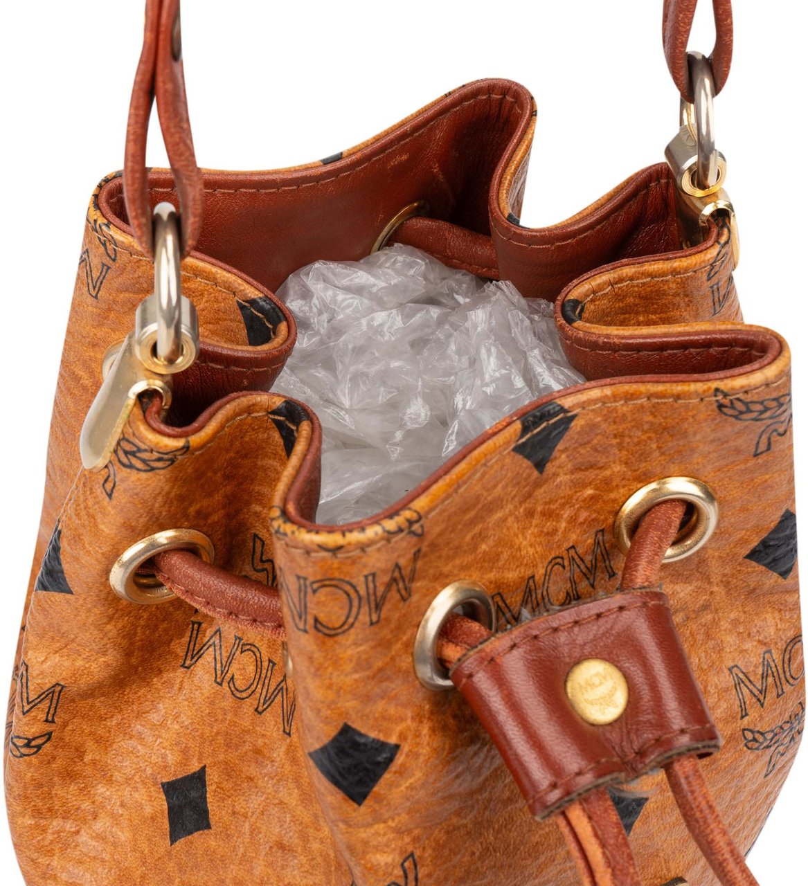 MCM MCM Visetos Monogram Bucket Crossbody Bag Bruin