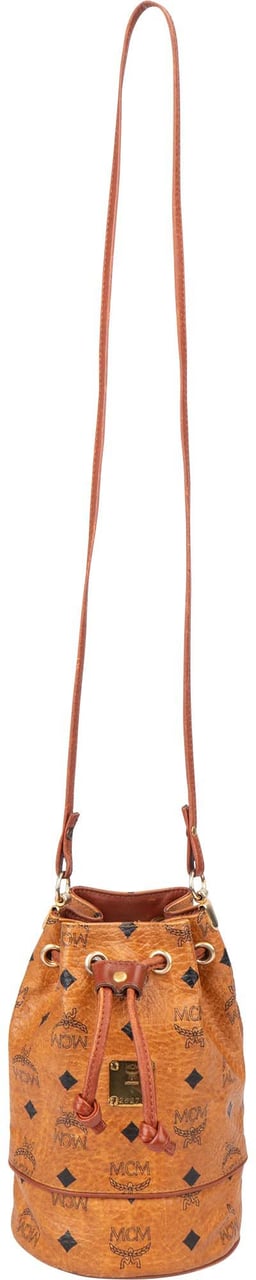MCM MCM Visetos Monogram Bucket Crossbody Bag Bruin