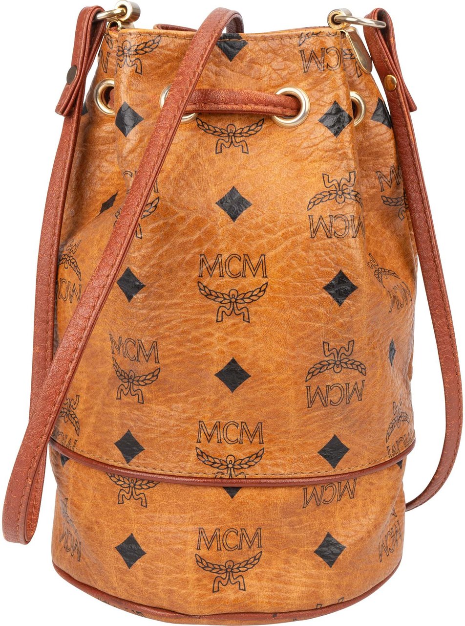 MCM MCM Visetos Monogram Bucket Crossbody Bag Bruin