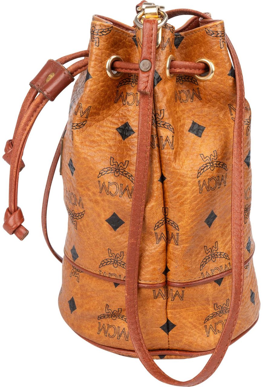 MCM MCM Visetos Monogram Bucket Crossbody Bag Bruin