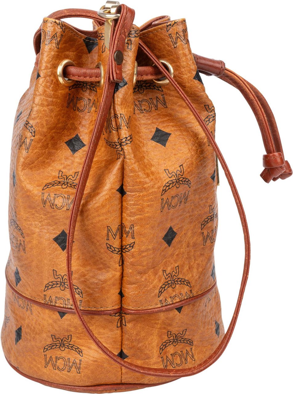 MCM MCM Visetos Monogram Bucket Crossbody Bag Bruin