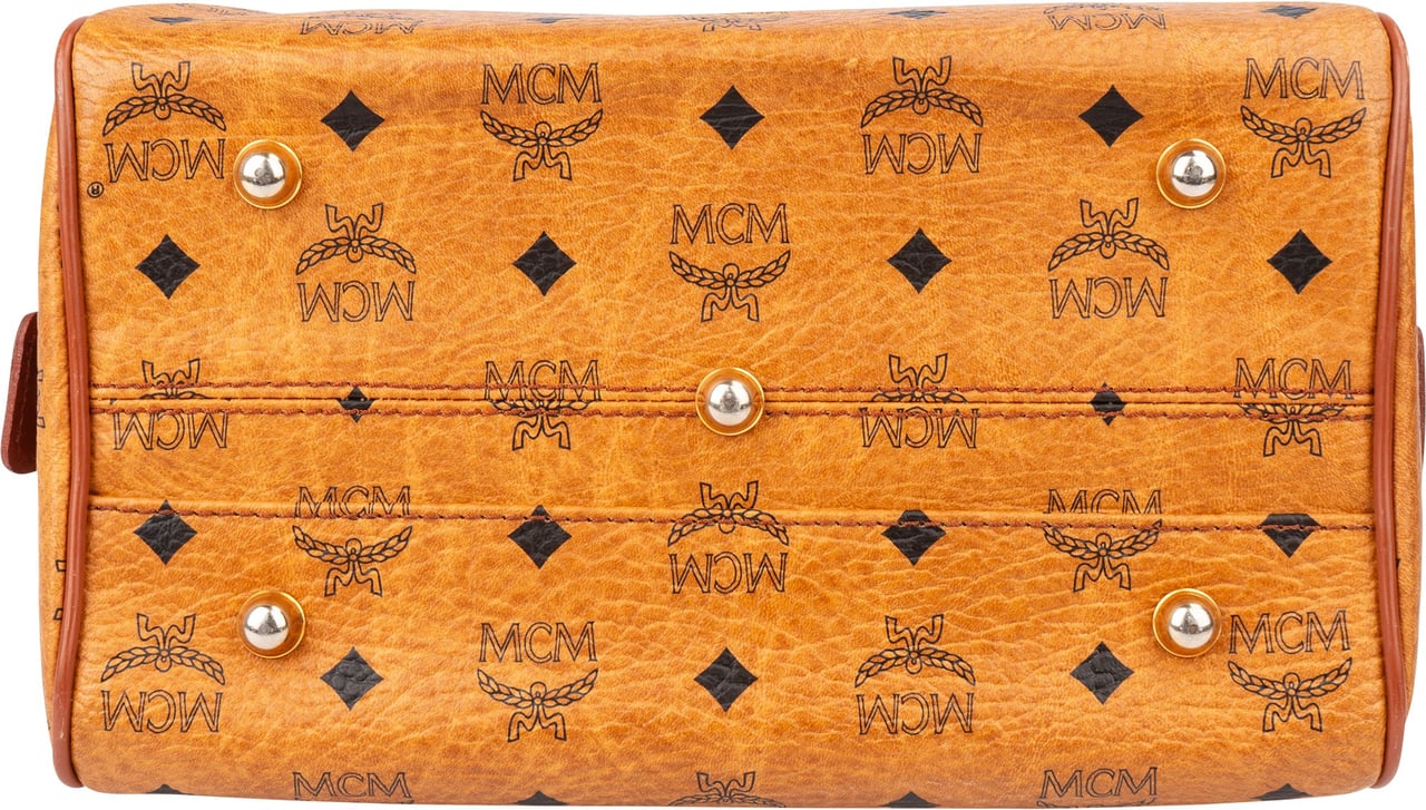 MCM MCM Visetos Monogram Boston Handbag Bruin