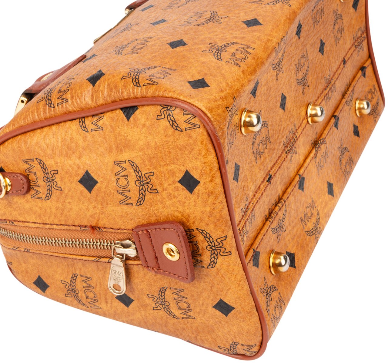 MCM MCM Visetos Monogram Boston Handbag Bruin