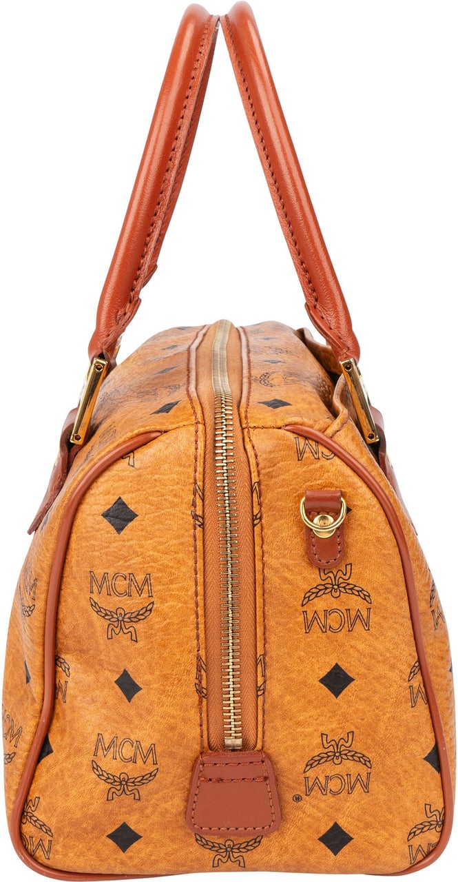 MCM MCM Visetos Monogram Boston Handbag Bruin