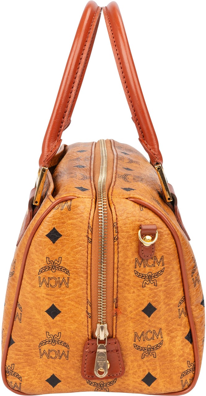 MCM MCM Visetos Monogram Boston Handbag Bruin