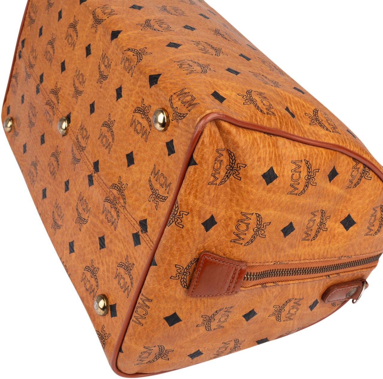 MCM MCM Visetos Monogram Boston Handbag Beige