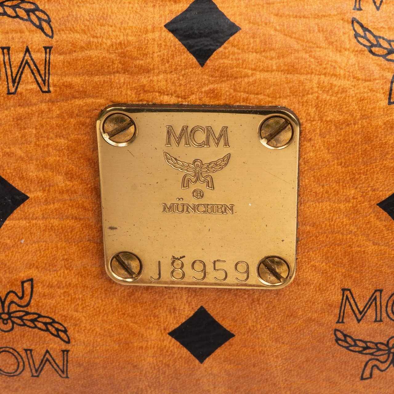 MCM MCM Visetos Monogram Boston Handbag Beige