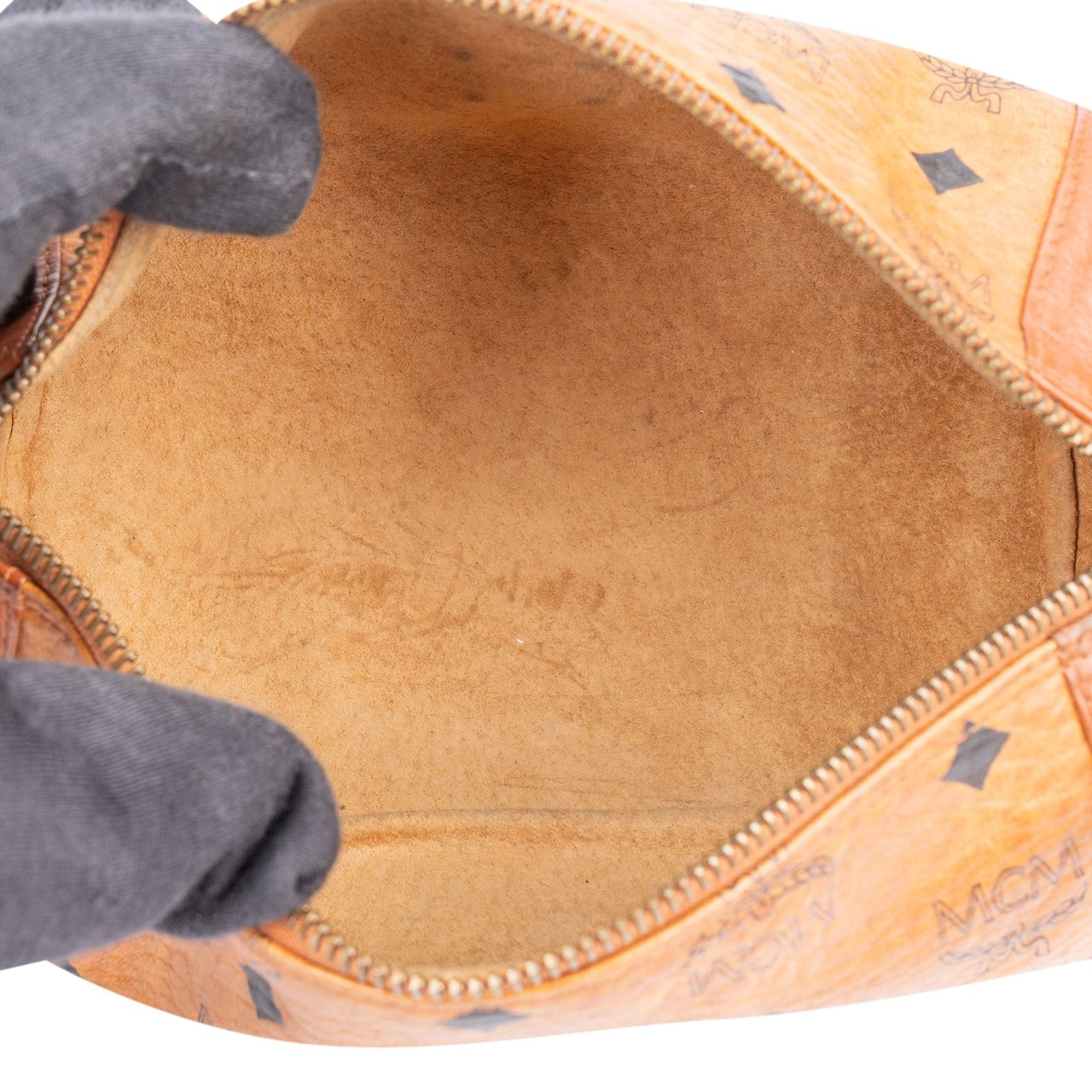 MCM MCM Visetos Monogram Bowling Crossbody Bag Bruin