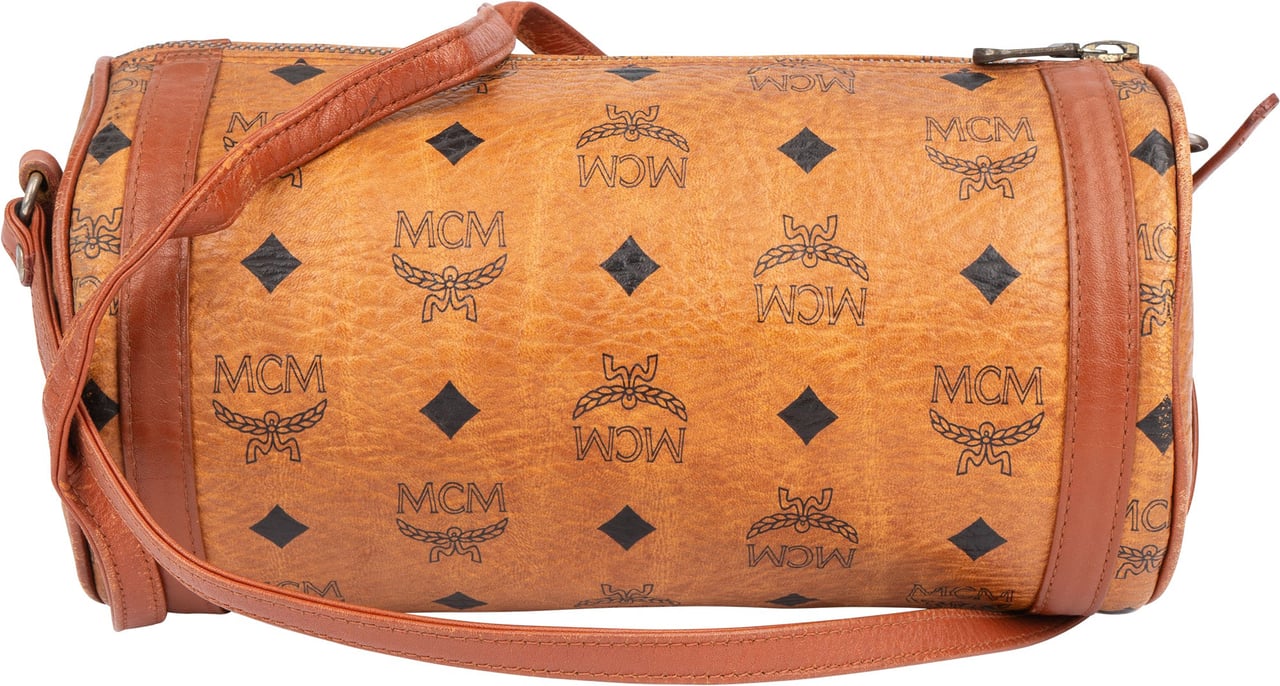 MCM MCM Visetos Monogram Bowling Crossbody Bag Bruin