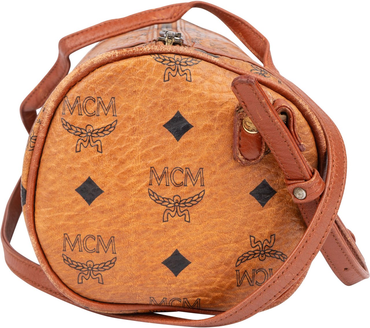MCM MCM Visetos Monogram Bowling Crossbody Bag Bruin