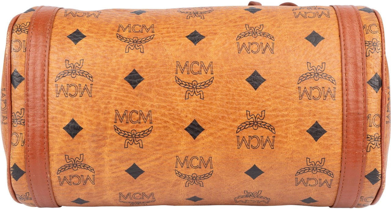MCM MCM Visetos Monogram Bowling Crossbody Bag Bruin